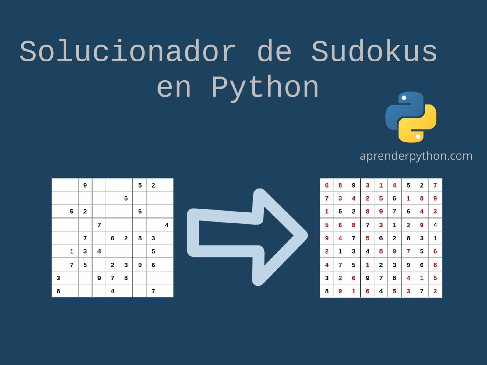 Decir a un lado Enjuiciar Profecía Solucionador de Sudokus en Python - ▷ Cursos de Programación de 0 a Experto  © Garantizados
